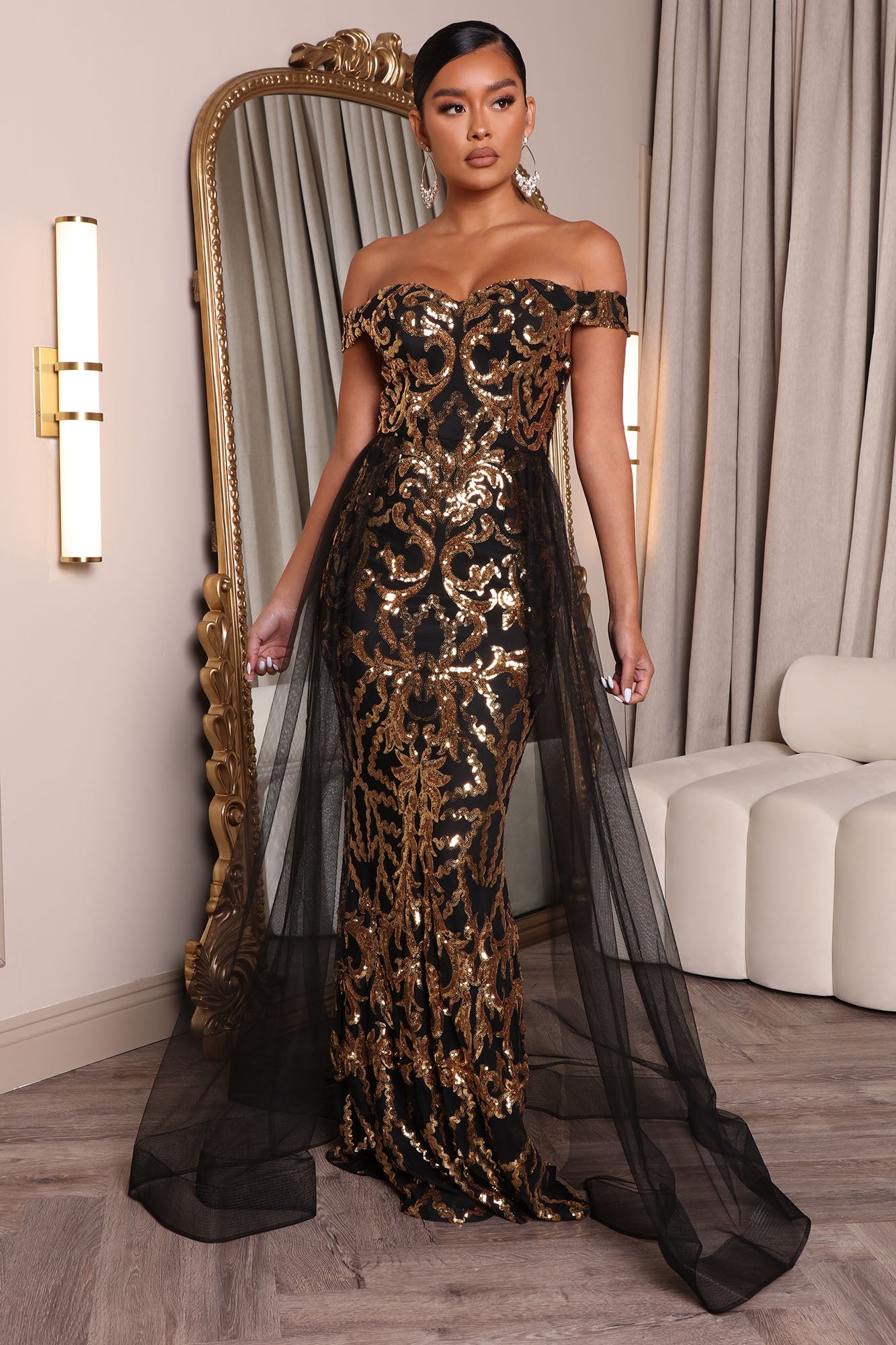 black and gold formal dress